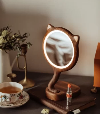 This solid wood mirror features adorable cat ears for a playful touch